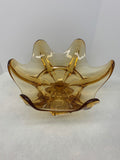 Viking Glass Golden Amber Fruit Dish / Console Bowl