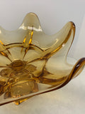 Viking Glass Golden Amber Fruit Dish / Console Bowl