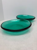 Blenko Glass #988-P Heavy Plate Pair - Sea Green