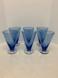 Blenko 1940's Pre-Designer #570G Glass Set of 6 - Sky Blue / Crystal