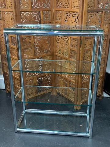 1970's Chrome & Glass Shelf Unit