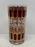Culver Cranberry Scroll 22K Gold Trim Glass Set of 6