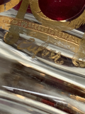 Culver Cranberry Scroll 22K Gold Trim Glass Set of 6